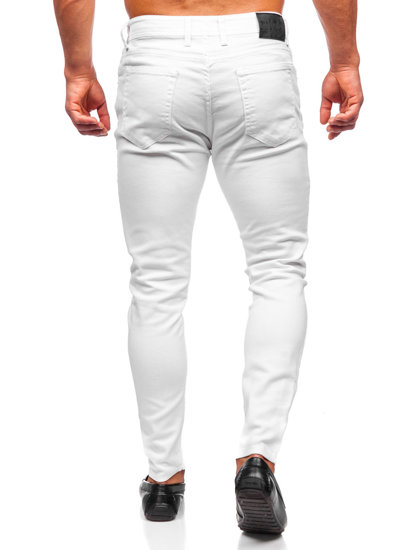 Λευκό παντελόνι τζιν ανδρικό slim fit Bolf R927