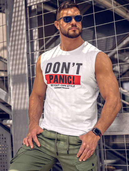 Λευκό tank top με τύπωμα Bolf 14827A