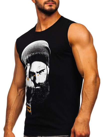 Μαυρο μπλουζακι tank top με σταμπα Bolf 14812