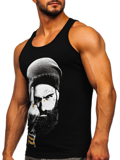 Μαυρο μπλουζακι tank top τυπου μποξερ με σταμπα Bolf 14842