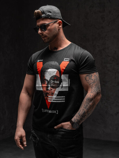 Μαυρο T-shirt ανδρικο με εκτυπωση Bolf KS2552