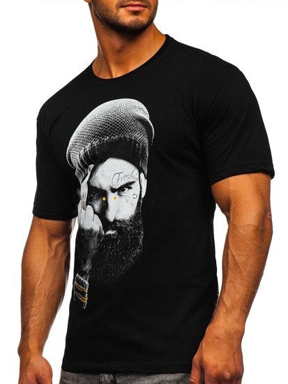 Μαυρο t-shirt ανδρικο με εκτυπωση Bolf 142175