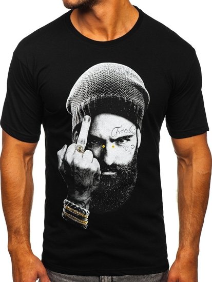 Μαυρο t-shirt ανδρικο με εκτυπωση Bolf 142175