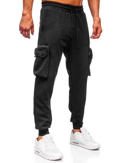 Μαύρα παντελόνια ανδρικά cargo joggers φόρμας Bolf K17