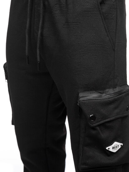 Μαύρα παντελόνια ανδρικά cargo joggers φόρμας Bolf K17