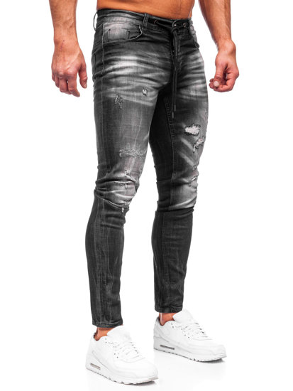 Μαύρα τζιν παντελόνια ανδρικά slim fit Bolf MP005N