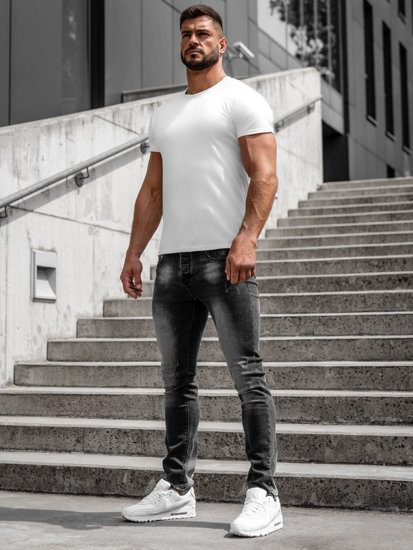 Μαύρα τζιν παντελόνια ανδρικά slim fit Bolf MP0066N