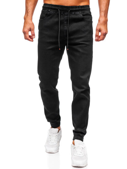 Μαύρα τζιν παντελόνια joggers ανδρικά Bolf 8160