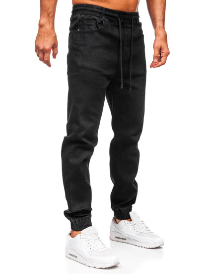 Μαύρα τζιν παντελόνια joggers ανδρικά Bolf 8161