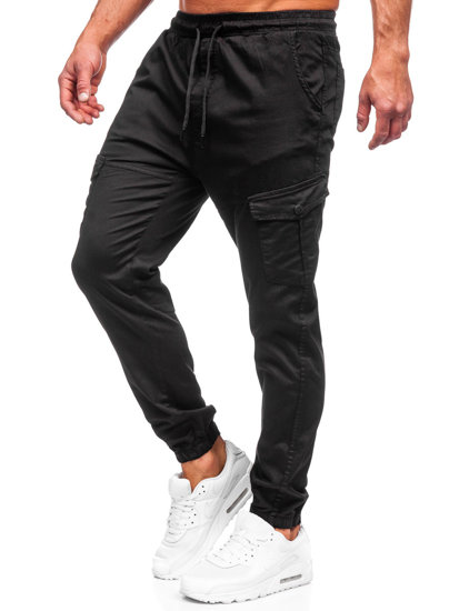 Μαύρα υφασμάτινα jogger cargo ανδρικά Bolf 384A