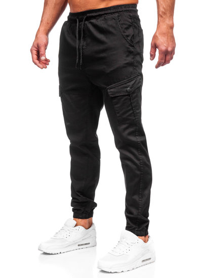 Μαύρα υφασμάτινα jogger cargo ανδρικά Bolf 384A