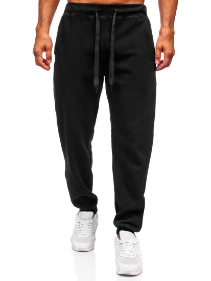 Μαύρα χοντρά παντελόνια ανδρικά joggers φόρμας Bolf MS002