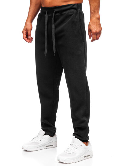 Μαύρα χοντρά παντελόνια ανδρικά joggers φόρμας Bolf MS002