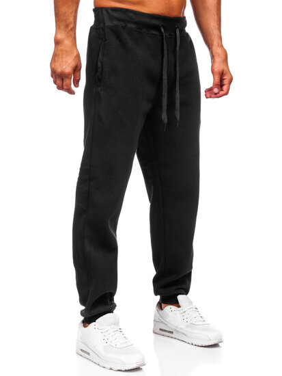 Μαύρα χοντρά παντελόνια ανδρικά joggers φόρμας Bolf MS002