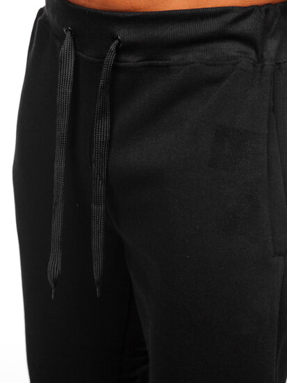 Μαύρα χοντρά παντελόνια ανδρικά joggers φόρμας Bolf MS002