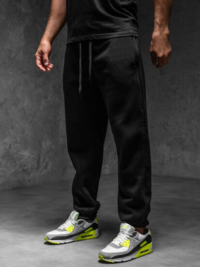 Μαύρα χοντρά παντελόνια ανδρικά joggers φόρμας Bolf MS002A1