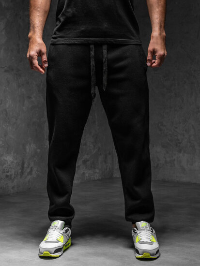 Μαύρα χοντρά παντελόνια ανδρικά joggers φόρμας Bolf MS002A1