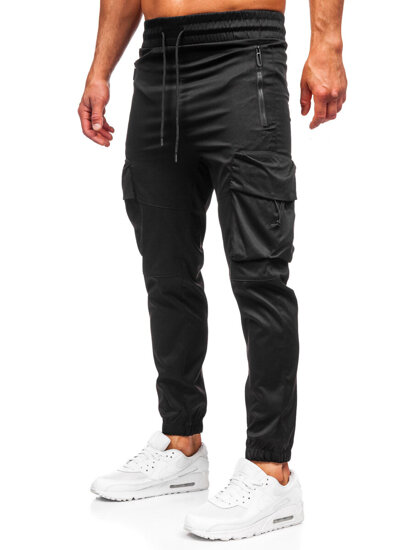 Μαύρα cargo παντελόνια jogger ανδρικά Bolf HSS299