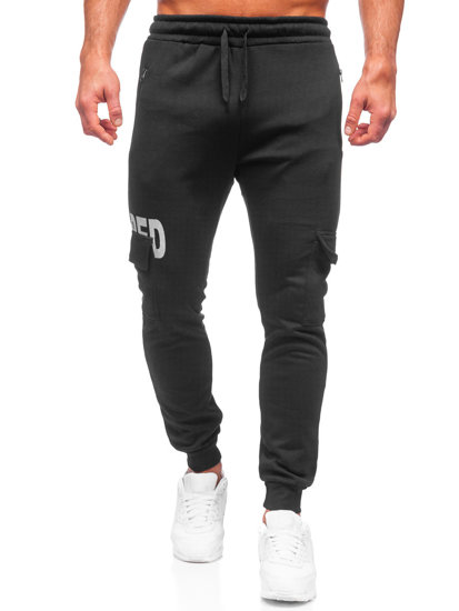 Μαύρα cargo παντελόνια jogger ανδρικά Bolf HW2176