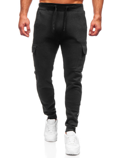 Μαύρα cargo παντελόνια jogger ανδρικά Bolf JX8715