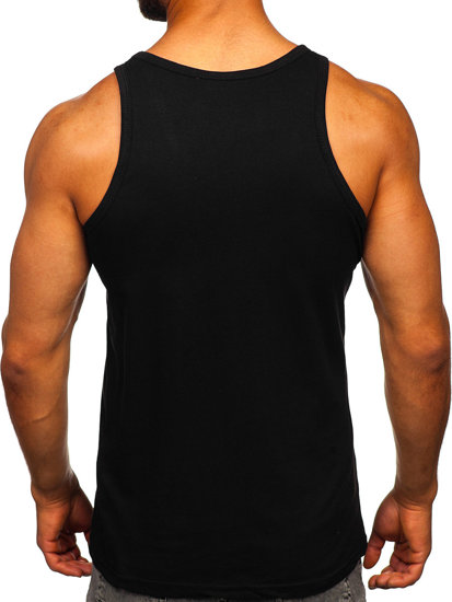 Μαύρη ανδρική αμάνικη μπλούζα tank top με στάμπα Bolf 143030