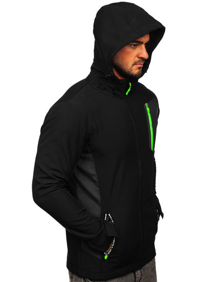 Μαύρο ανδρικό μεταβατικό μπουφάν softshell Bolf HM188