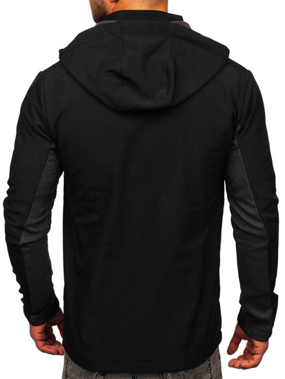 Μαύρο ανδρικό μεταβατικό μπουφάν softshell Bolf HM188