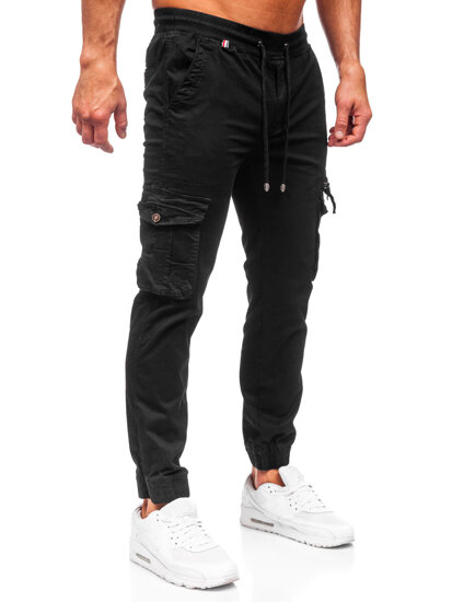 Μαύρο ανδρικό παντελόνι jogger cargo Bolf MP0201N