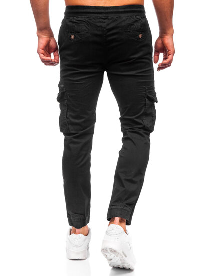 Μαύρο ανδρικό παντελόνι jogger cargo Bolf MP0201N