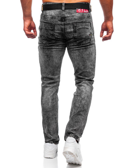 Μαύρο ανδρικό τζιν παντελόνι skinny fit με ζώνη Bolf R61104S1