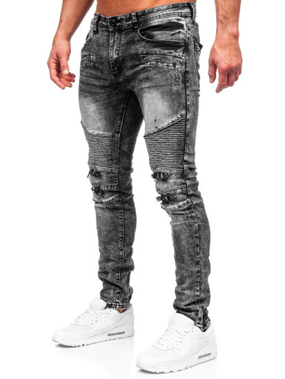 Μαύρο ανδρικό τζιν παντελόνι slim fit Bolf E7820