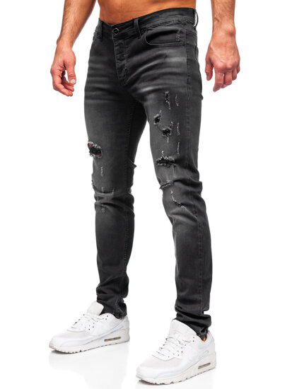 Μαύρο ανδρικό τζιν παντελόνι slim fit Bolf MP0020N