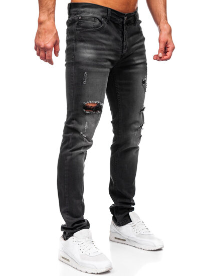 Μαύρο ανδρικό τζιν παντελόνι slim fit Bolf MP0020N