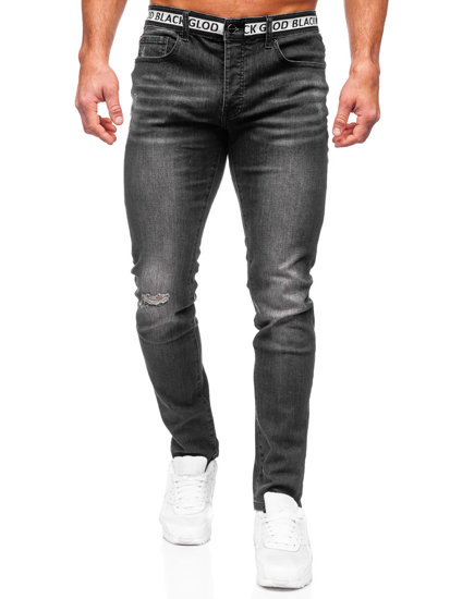 Μαύρο ανδρικό τζιν παντελόνι slim fit Bolf MP0083N