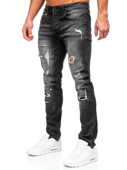 Μαύρο ανδρικό τζιν παντελόνι slim fit Bolf MP0086N