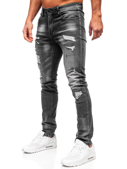 Μαύρο ανδρικό τζιν παντελόνι slim fit Bolf MP0156N