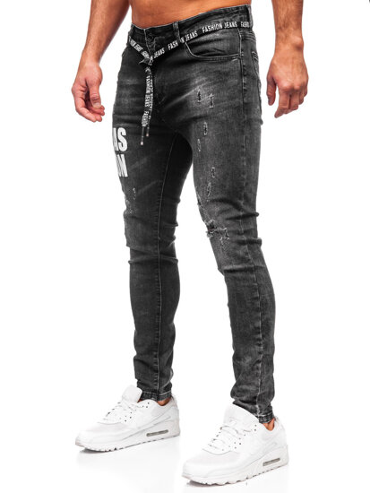 Μαύρο ανδρικό τζιν παντελόνι slim fit Bolf TF277