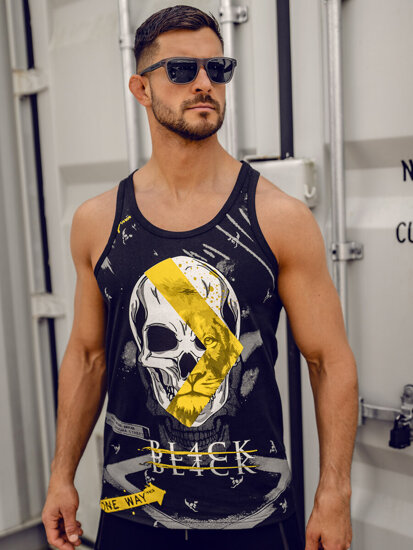 Μαύρο ανδρικό tank top με τύπωμα Bolf 14847A