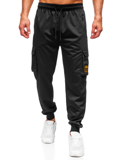 Μαύρο cargo ανδρικό παντελόνι jogger φόρμας Bolf JX6359