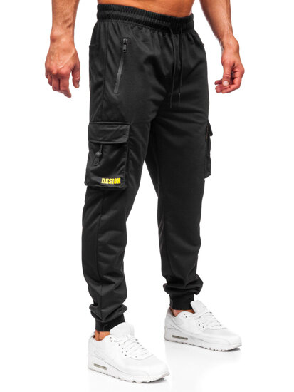 Μαύρο cargo ανδρικό παντελόνι jogger φόρμας Bolf JX6363