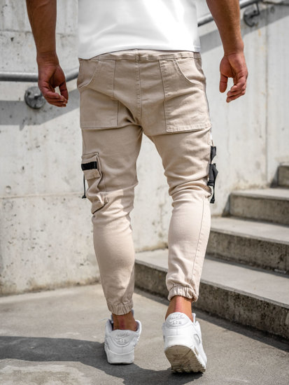 Μπεζ jogger cargo παντελόνια ανδρικά Bolf 6685