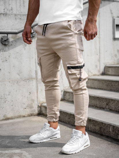 Μπεζ jogger cargo παντελόνια ανδρικά Bolf 6685