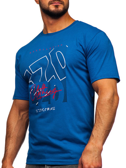 Μπλε ανδρικό βαμβακερό t-shirt Bolf 14748