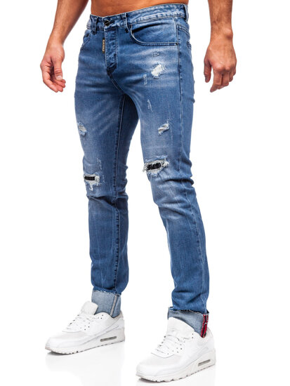 Μπλε ανδρικό τζιν παντελόνι slim fit Bolf MP0126B