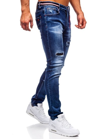 Μπλε μαρέν ανδρικό τζιν παντελόνι φόρμας slim fit Bolf 80033W0