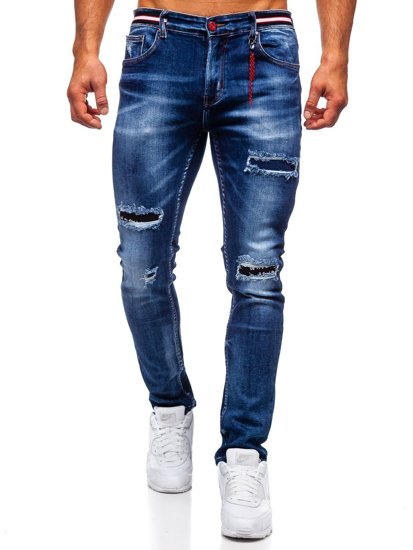 Μπλε μαρέν ανδρικό τζιν παντελόνι φόρμας slim fit Bolf 80033W0