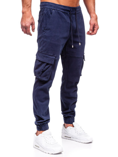 Μπλε μαρέν ανδρικό τζιν παντελόνι jogger cargo  Bolf MP0105BS