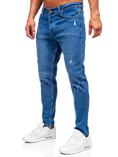 Μπλε μαρέν ανδρικό τζιν παντελόνι slim fit Bolf 6453