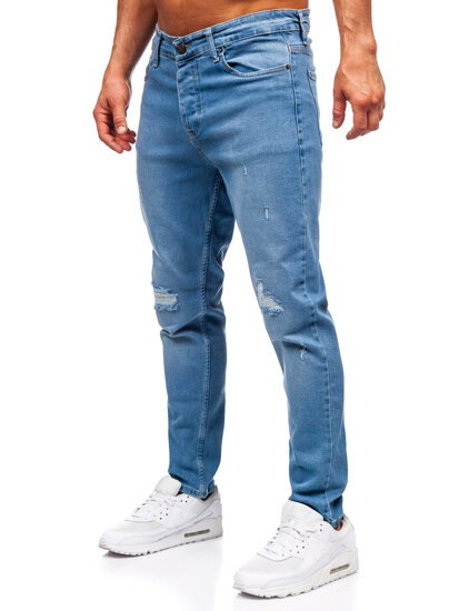 Μπλε μαρέν ανδρικό τζιν παντελόνι slim fit Bolf 6462