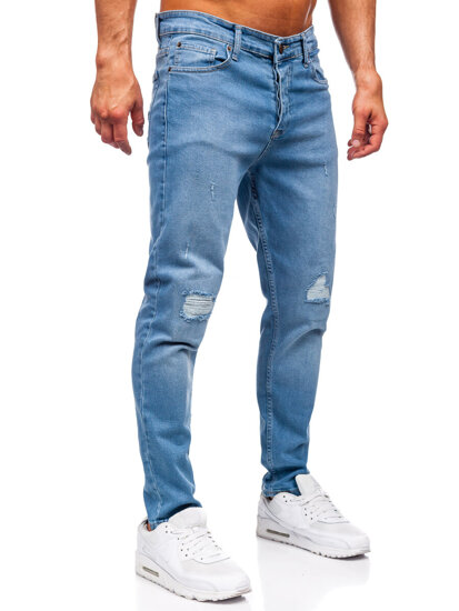 Μπλε μαρέν ανδρικό τζιν παντελόνι slim fit Bolf 6462